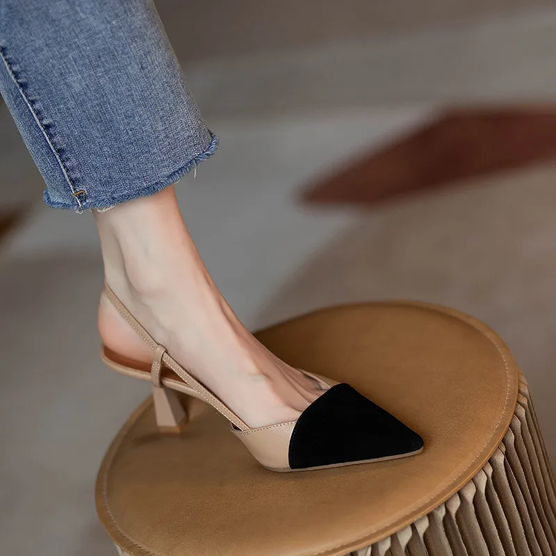 French Niche Bag Head Sandals Women 2025 Summer New Pointed One-Word Buckle Thin And Light High-Heeled Shoes HZ0115