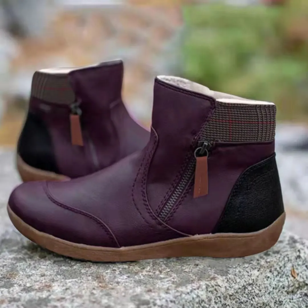 Large-Size Short-Box Martin Boots Women's Boots 2025 Autumn And Winter New Zipper Flat Bottom Recreational Snow Boots Cotton Boots Thick Bottom HZ0115