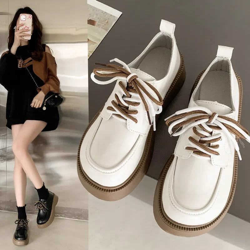 Lefu Shoes 2025 Autumn And Winter New British Wind Thick Sole With Round Head Small Leather Shoes Retro Fashion Single Shoes HZ0115