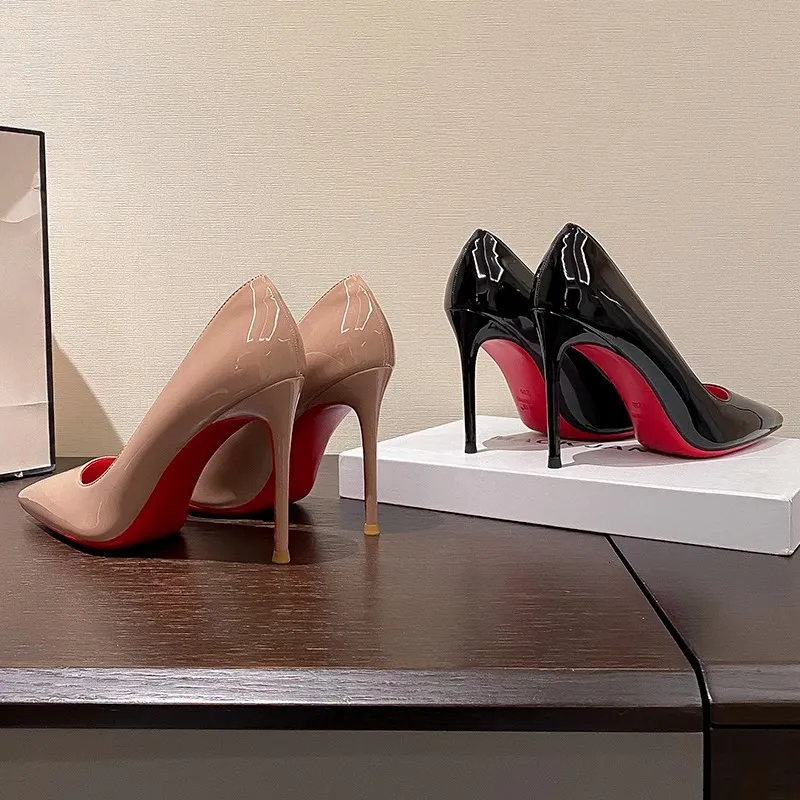 Red-Soled High-Heeled Women's Heel 2025 New Temperament With 10 Cm Black Sexy Night Career Single Shoes Summer HZ0115
