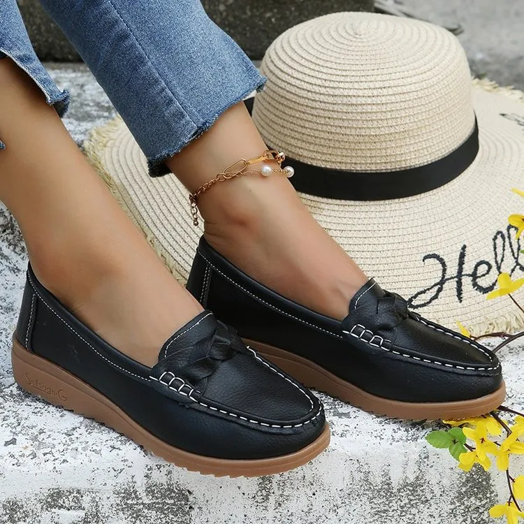 Summer Autumn New Lefu Shoes Casual Shoes Bean Shoes Large Size Women's Shoes Flat Heel Elderly Mother Shoes Women's Single Shoes HZ0115