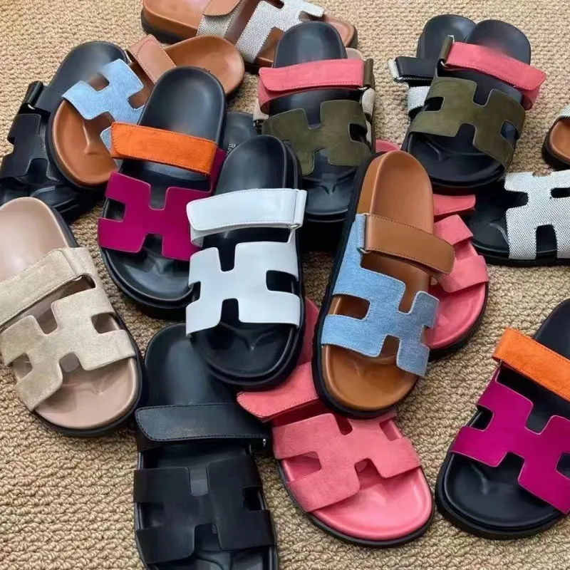 2025 Summer New Thick Bottom Cool Slippers Large-Size Magic Sticker Outside Wearing Casual Women's Shoes HZ0115