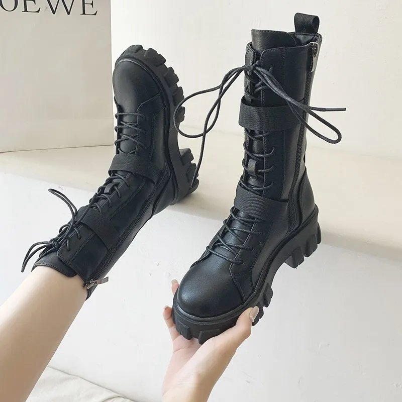 2025 Women's Shoes Winter Fashion New Locomotive Wind Martin Boots Thick Bottom English Wind Pine Bottom Belt Buckle Short Boots Girl HZ0115