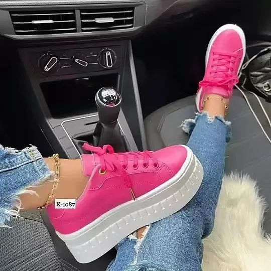 2025 New Large-Size Thick-Soled Sports Single Shoes Women's Shoes Round Head With Casual Single Shoes HZ0115
