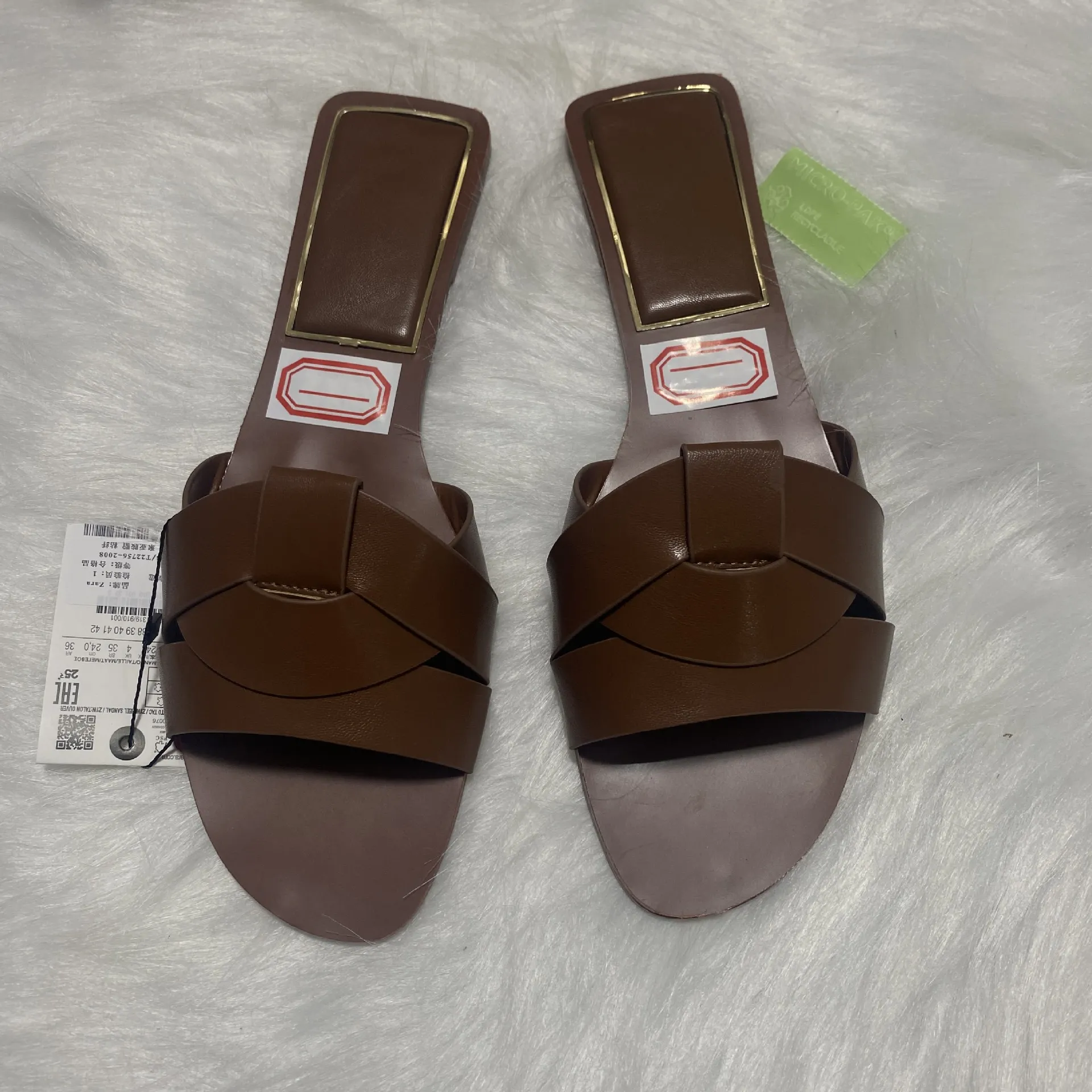 ZA Home 2025 New Women's Shoes French High-End Slippers New Cross-Slip Shoes With Comfortable Flat Sandals HZ0115