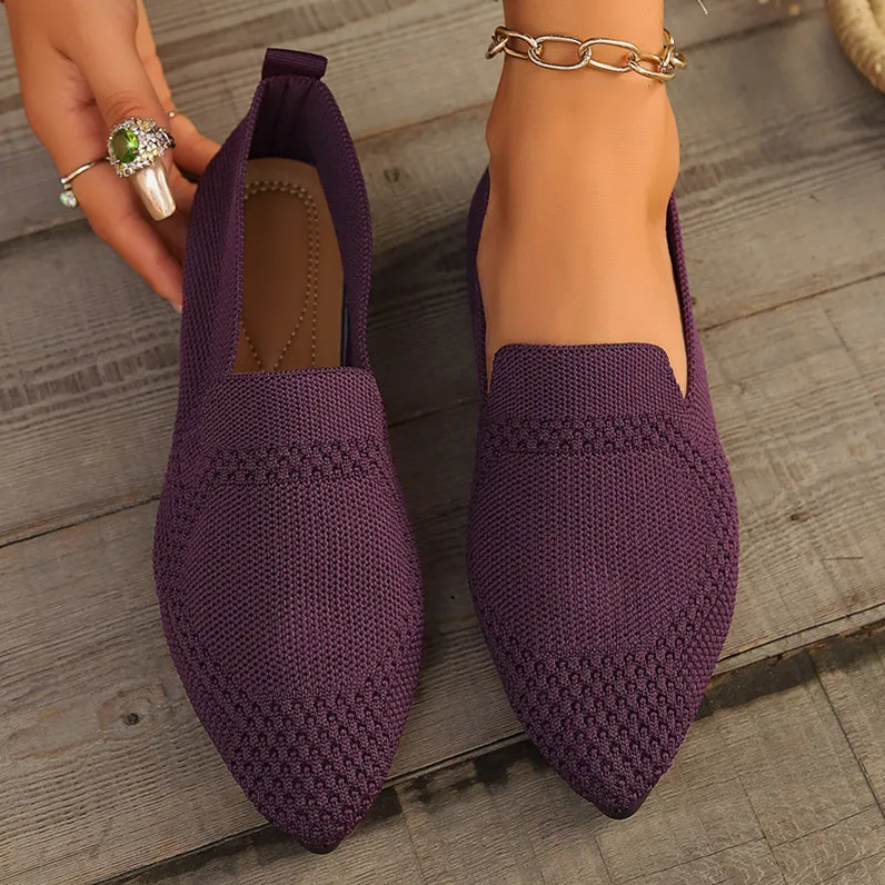 Women's Flat-Soled Single Shoes In The Summer Of 2025 New Large-Size Women's Shoes Tips Fly Shallow Bean Shoes HZ0115