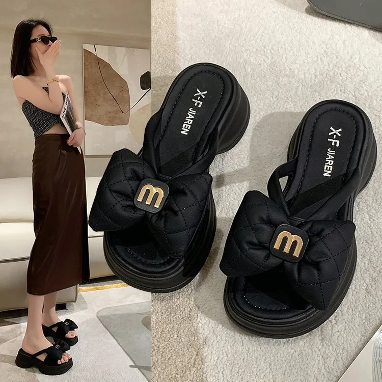 Cold Slippers Women Wear Net Red Summer Sandals 2025 New Summer Cute Fashion Bow In Tide HZ0115