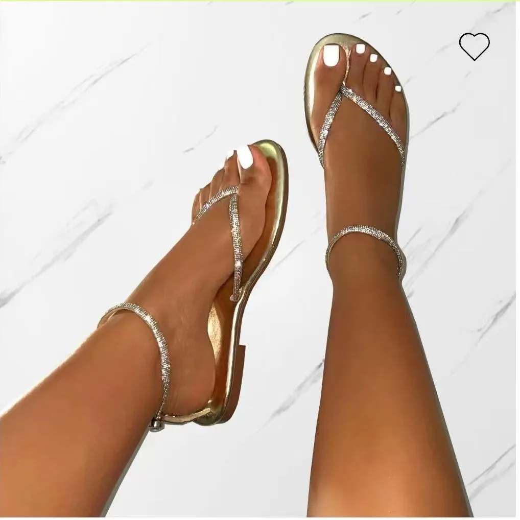 Large-Size Flat-Soled Sandals Women 2025 Summer New Fashion Jacket Leisure Ebay Beach Women's Shoes HZ0115