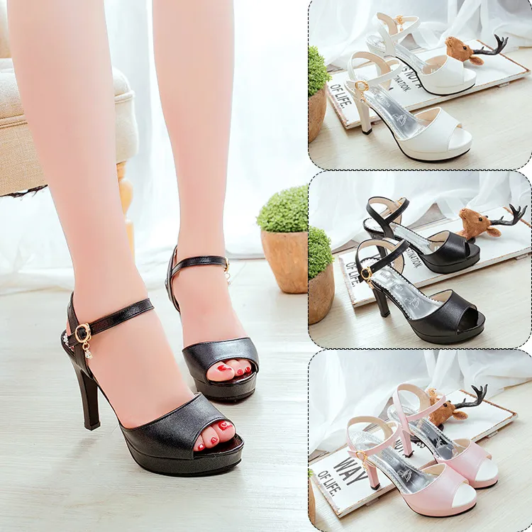 Net Red Lady Temperament Fish Mouth Sandals 2025 Summer New Women's Shoes Korean Version With Water Drill High Heel Sandals HZ0115