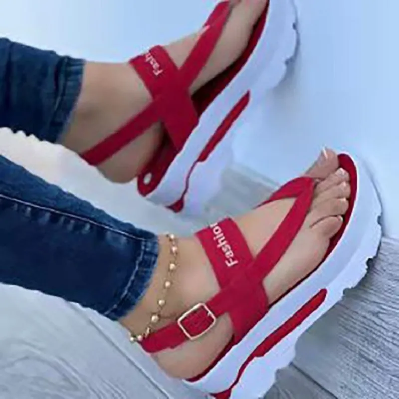 New Sandals Women Autumn Summer Lady's Toe-Sleet Thick Soles Increase High-Color Casual Large-Size Women's Shoes HZ0115