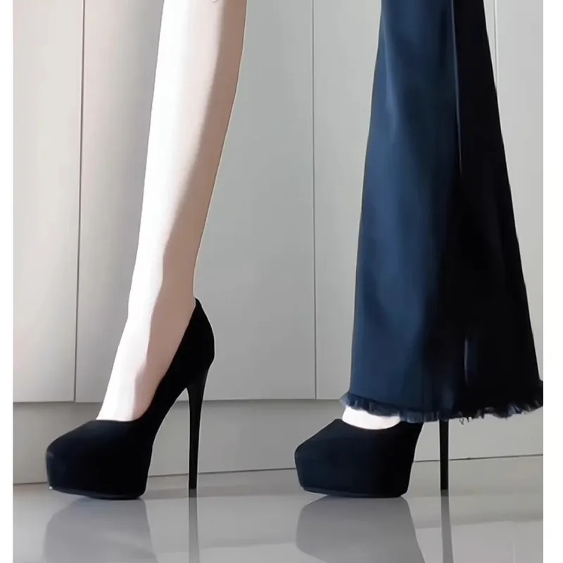 2025 New Sexy Black Pointed Waterproof Table Hate High Heels Women Do Not Grind Their Feet Fine Heel Shallow Commuting Single Shoes HZ0115