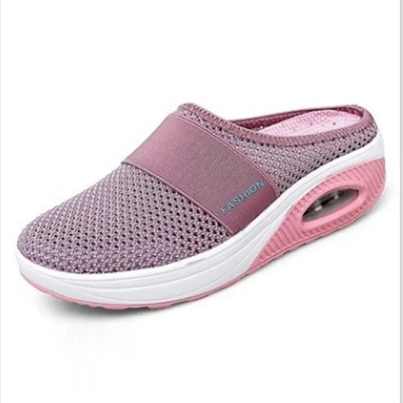 Large-Size Bag Head Slippers Women's 2025 New Breathable Flying Fabric One Foot Pedaled And Half-Dragging HZ0115