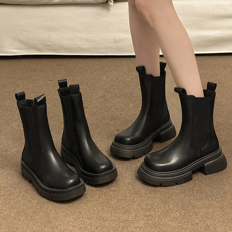 Chelsea Martin Boots Women Spring And Autumn Single Boots 2025 New Big Head Thick Bottom Cigarette Pipe In Boots Cigarettes HZ0115